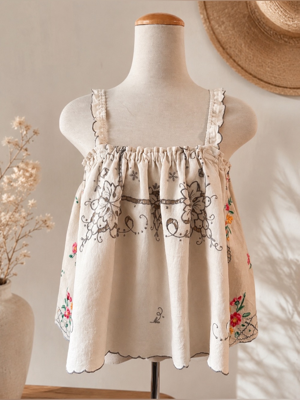 Handmade 🪡 🧵 Upcycled Vintage Bohemian Heirloom Babydoll Top